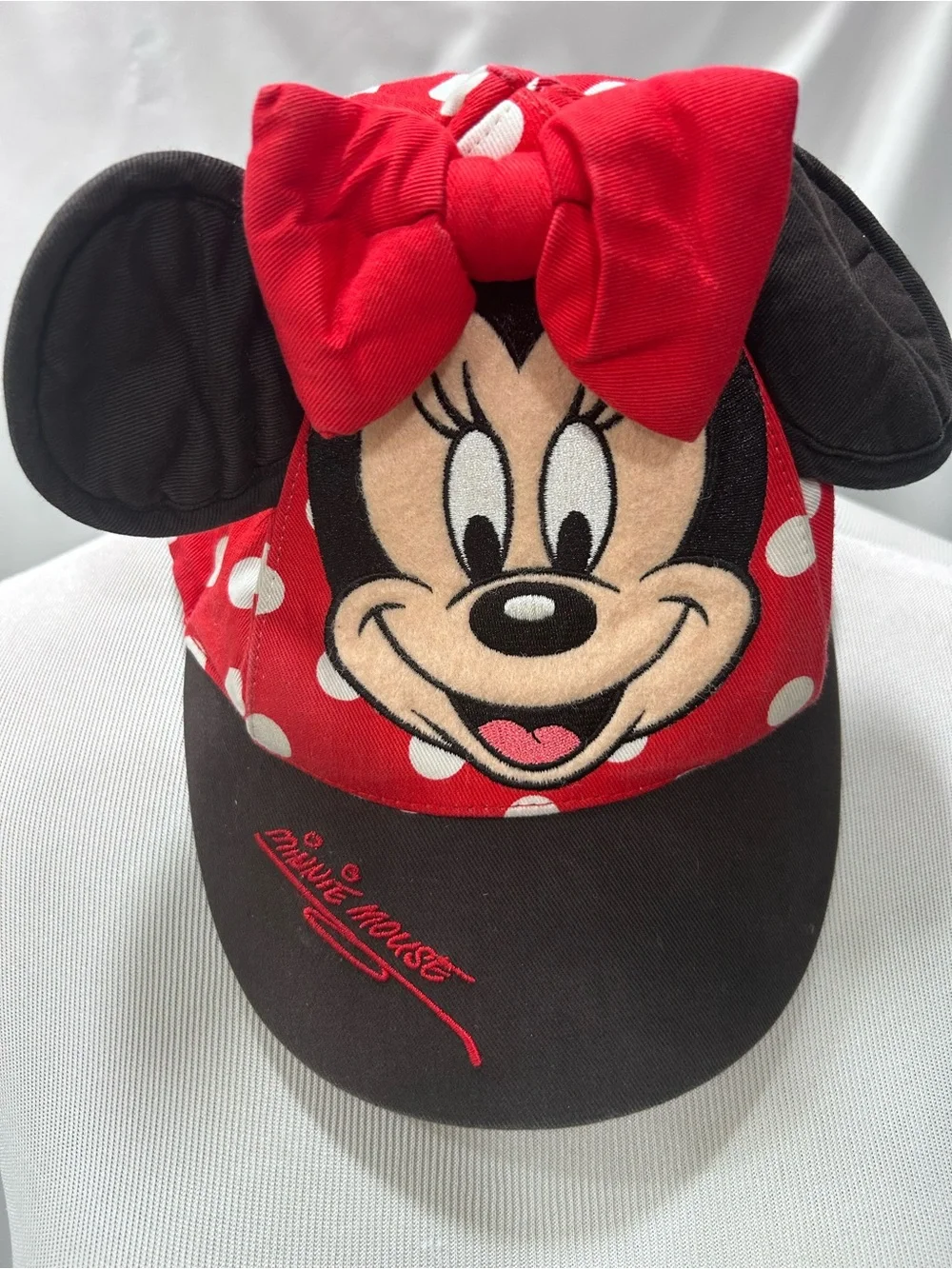 Official Hong Kong Disneyland Minnie Mouse Red Polka Dot Toddler Cap Ears Bow